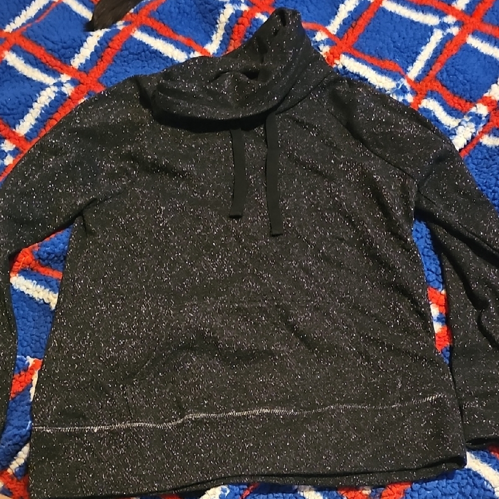 Christopher & Banks Black Glitter Cowl Neck Sweater